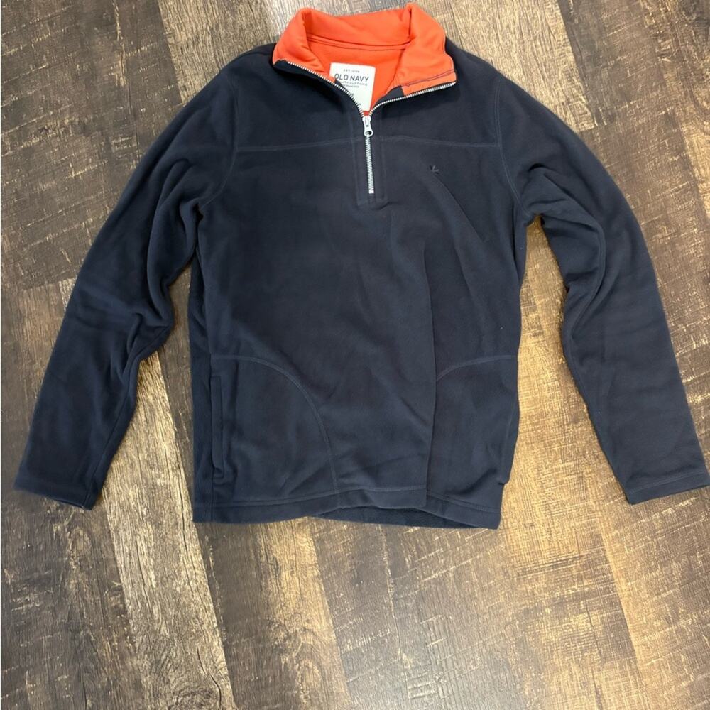 Old Navy Dark Gray and Orange Fleece Pullover